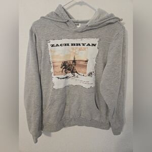Zach Bryan Country Horses Hoodie Womens Small Merch Tour Gray